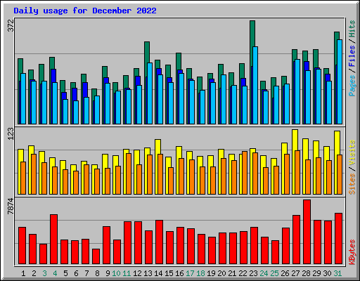 Daily usage for December 2022